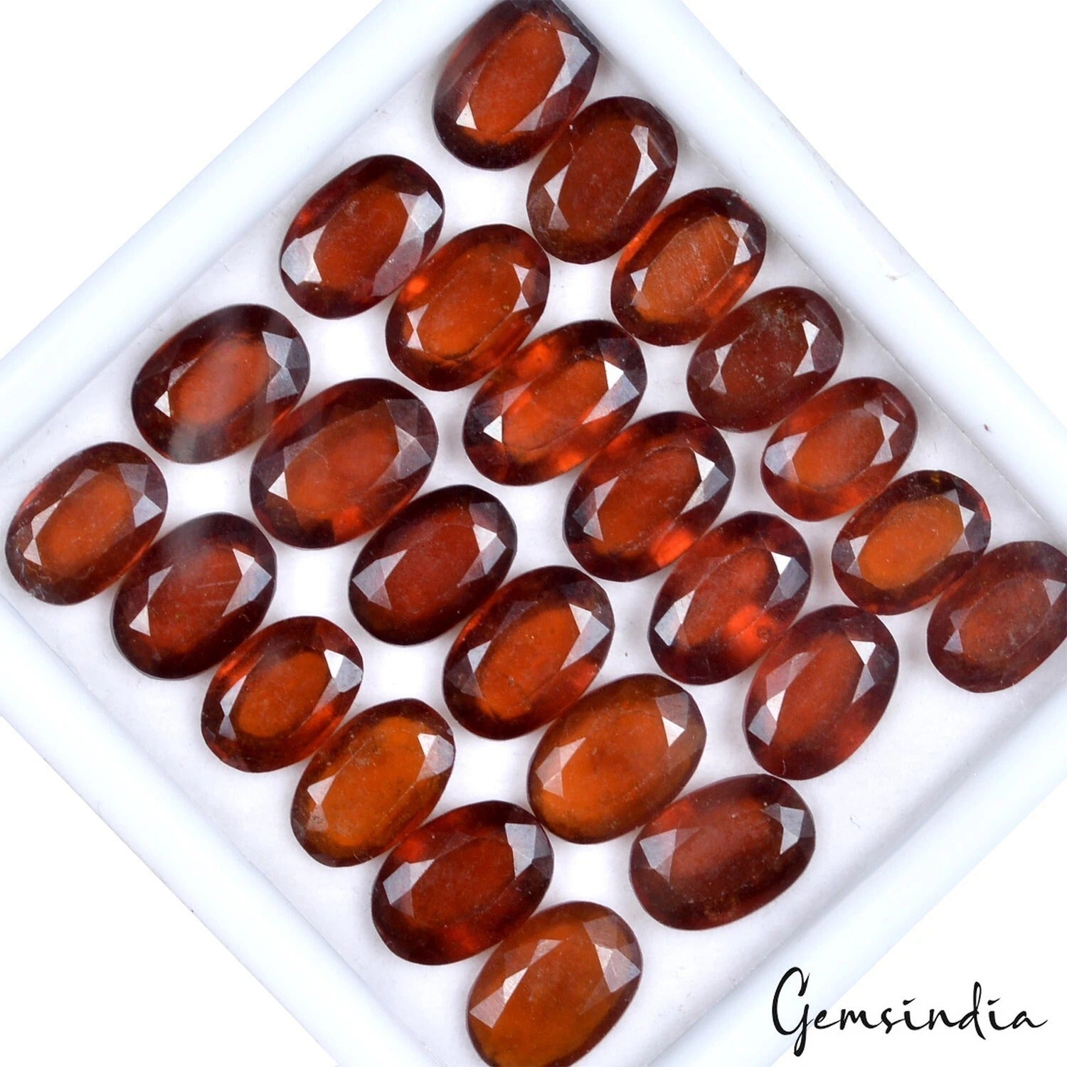 95.60 Cts/25 Pcs Natural Untreated Ceylon Hessonite Garnet Oval Cut Loose Gems