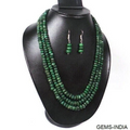 600 Ct Natural Untreated Sakota Mine Emerald Beads 3 Strand Handmade Jewelry Set