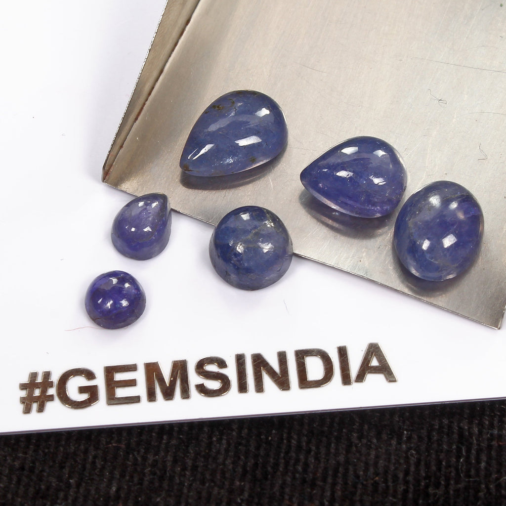 17.80 Cts/6 Pcs Natural Untreated Violet Blue Tanzanite Mix Cab Gems For Jewelry