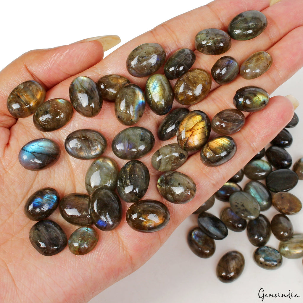 480 Cts/63 Pcs Natural Untreated Fire Shine Labradorite Oval Cab Wholesale Gems