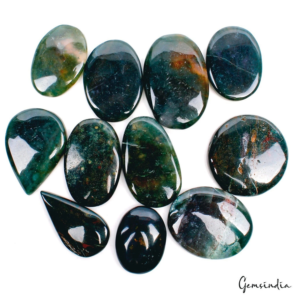 Bloodstone Lot, Cabochon, Untreated — 11 Pieces, 36mm, 1000 Ct, Madagascar