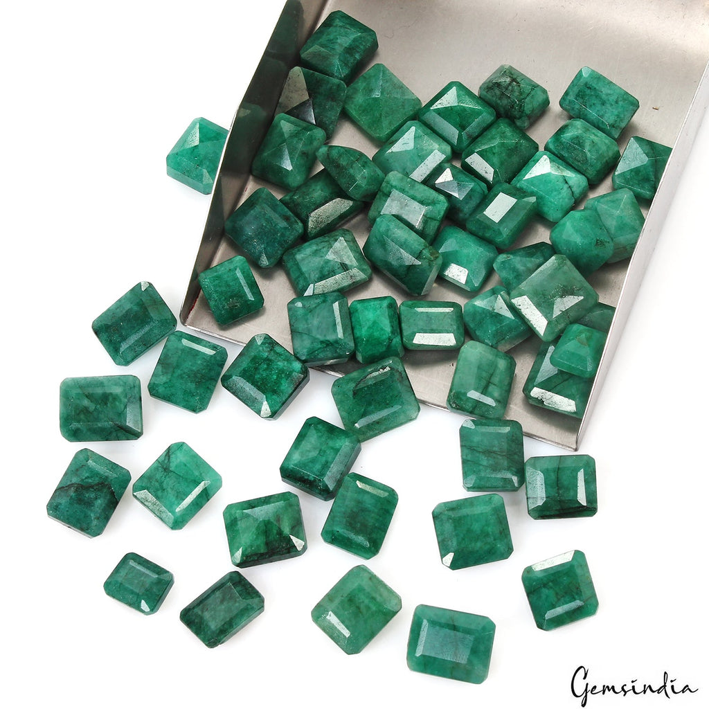 Natural 320 Ct/54 Pcs Natural Zambian Green Emerald Octagon Cut Loose Gemstones