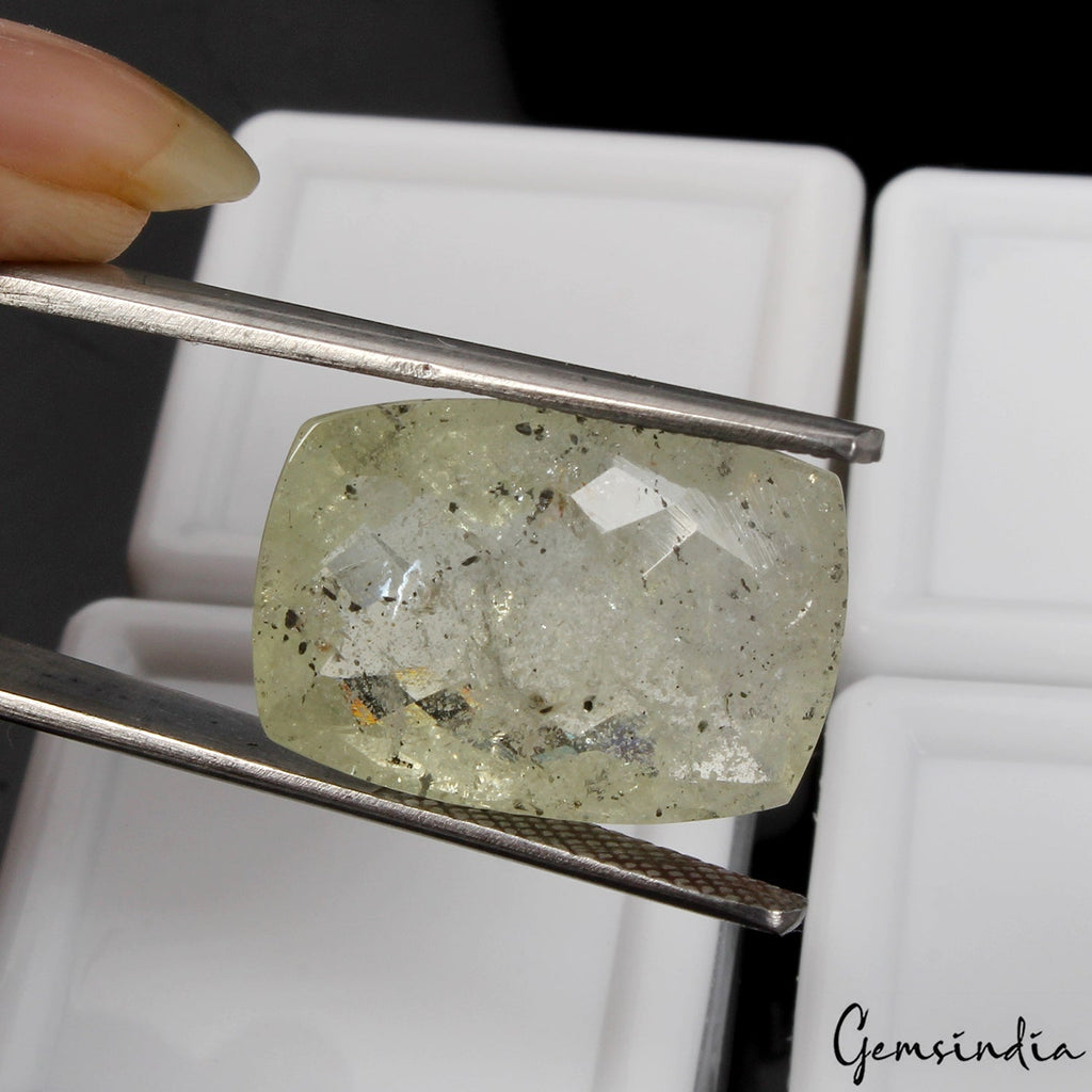 20.90Ct Natural Green Aquamarine Cushion Checker Cut Huge Loose Gemstone, Brazil