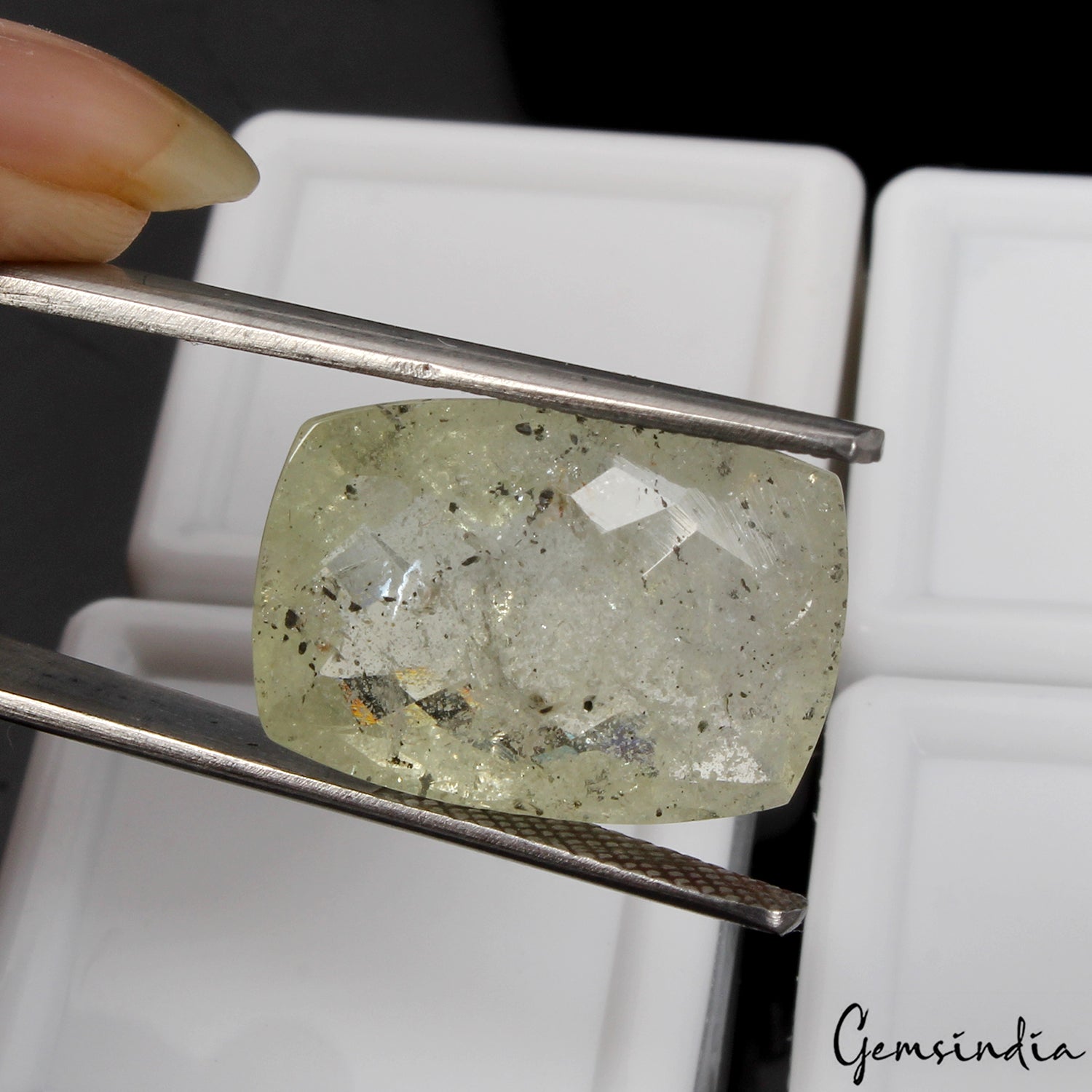 20.90Ct Natural Green Aquamarine Cushion Checker Cut Huge Loose Gemstone, Brazil