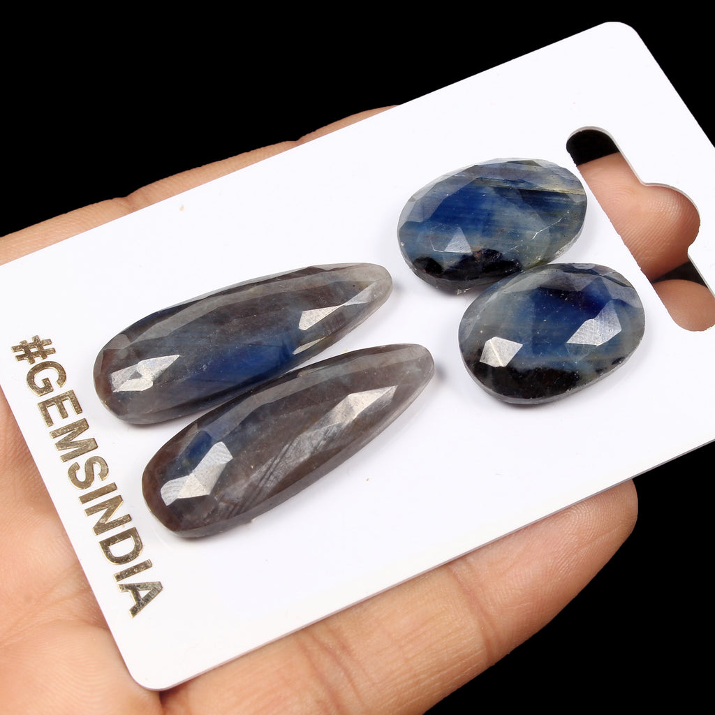 Certified 2 Pair Untreated Sapphire Rose Checker Cut Matching Pair For Earrings