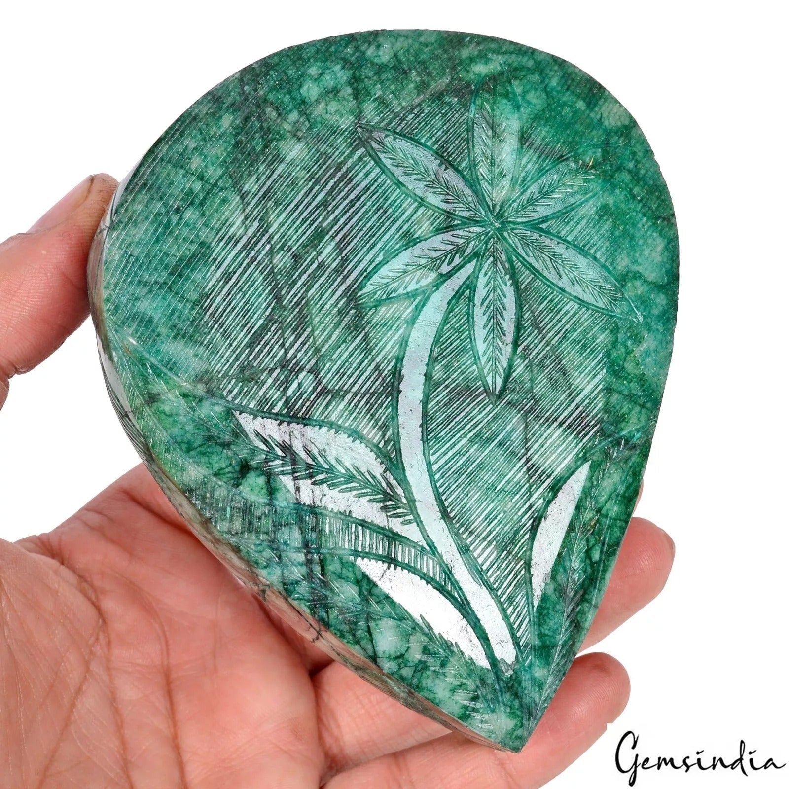 4280 Cts Natural Green Brazilian Emerald Pear Hand Carving Museum Use Gemstone