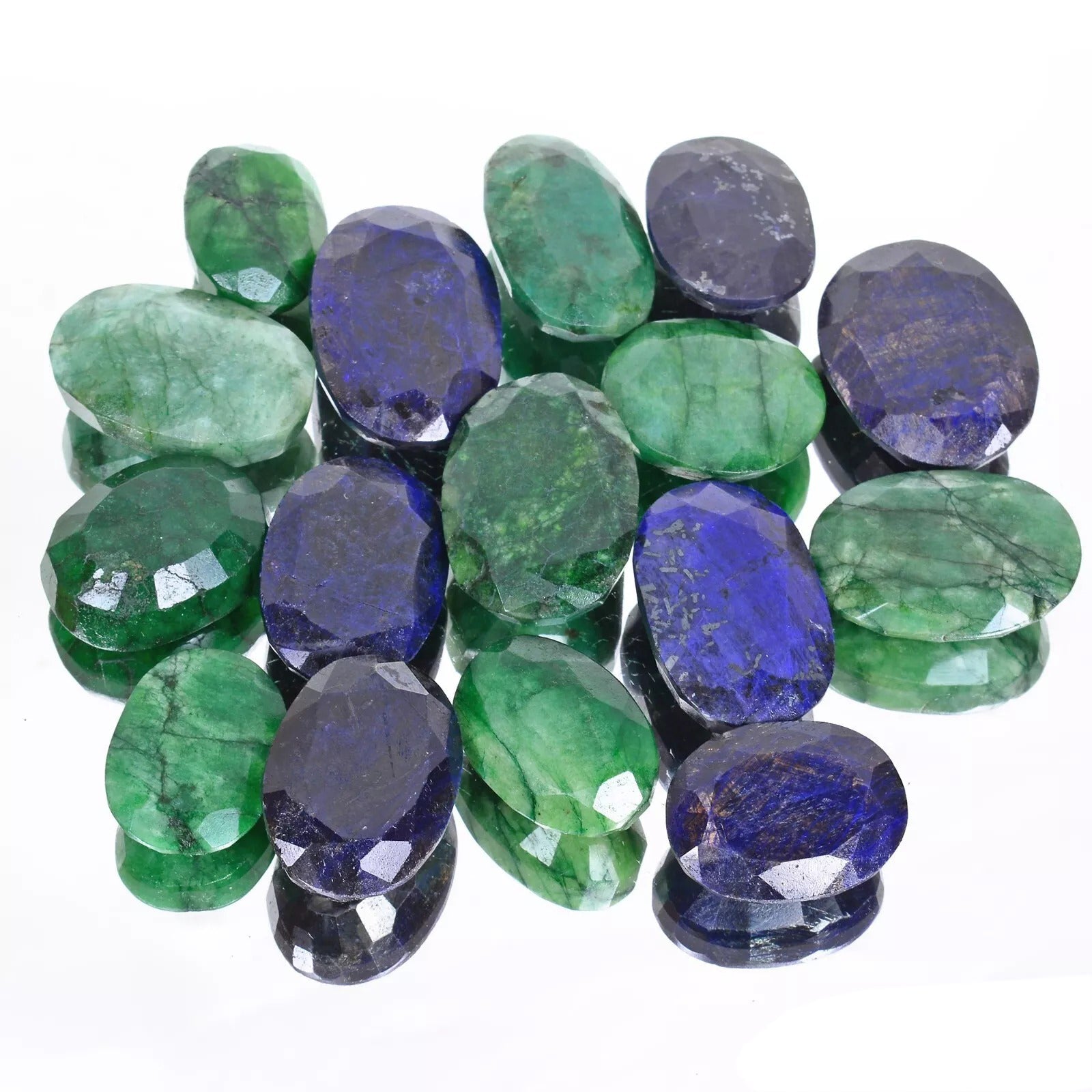 1320 Ct/16 Pcs Natural Sapphire & Emerald Loose Oval Cut Wholesale Gemstones