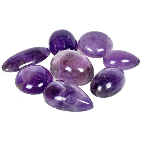 Amethyst Lot, Cabochon, Untreated, Purple — 8 Pieces, 19mm to 28mm, 184.70 Ct, Madagascar