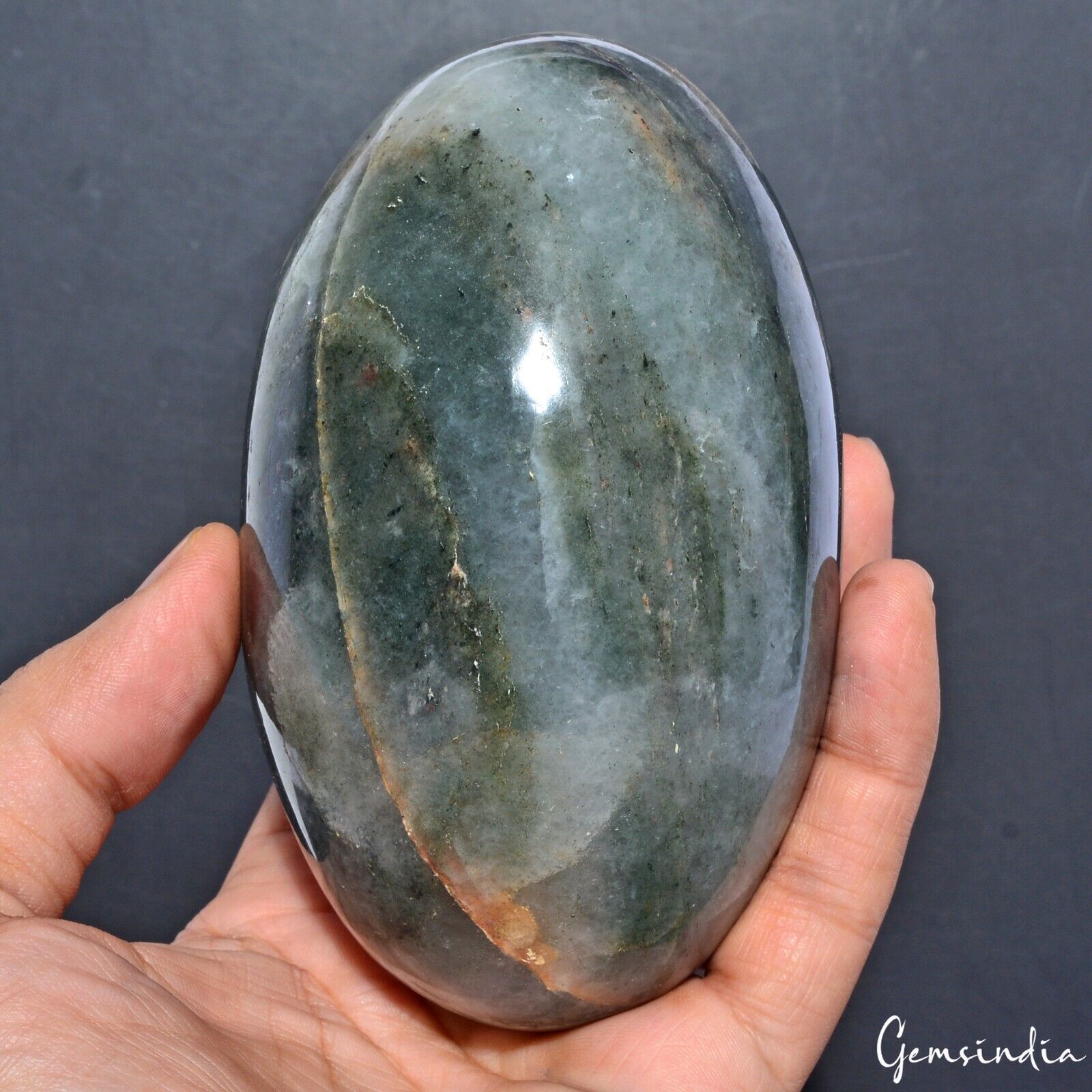 Agate Loose Gemstone, Untreated, Green — 4.7x2.8 Inch, 4500 Ct, Madagascar