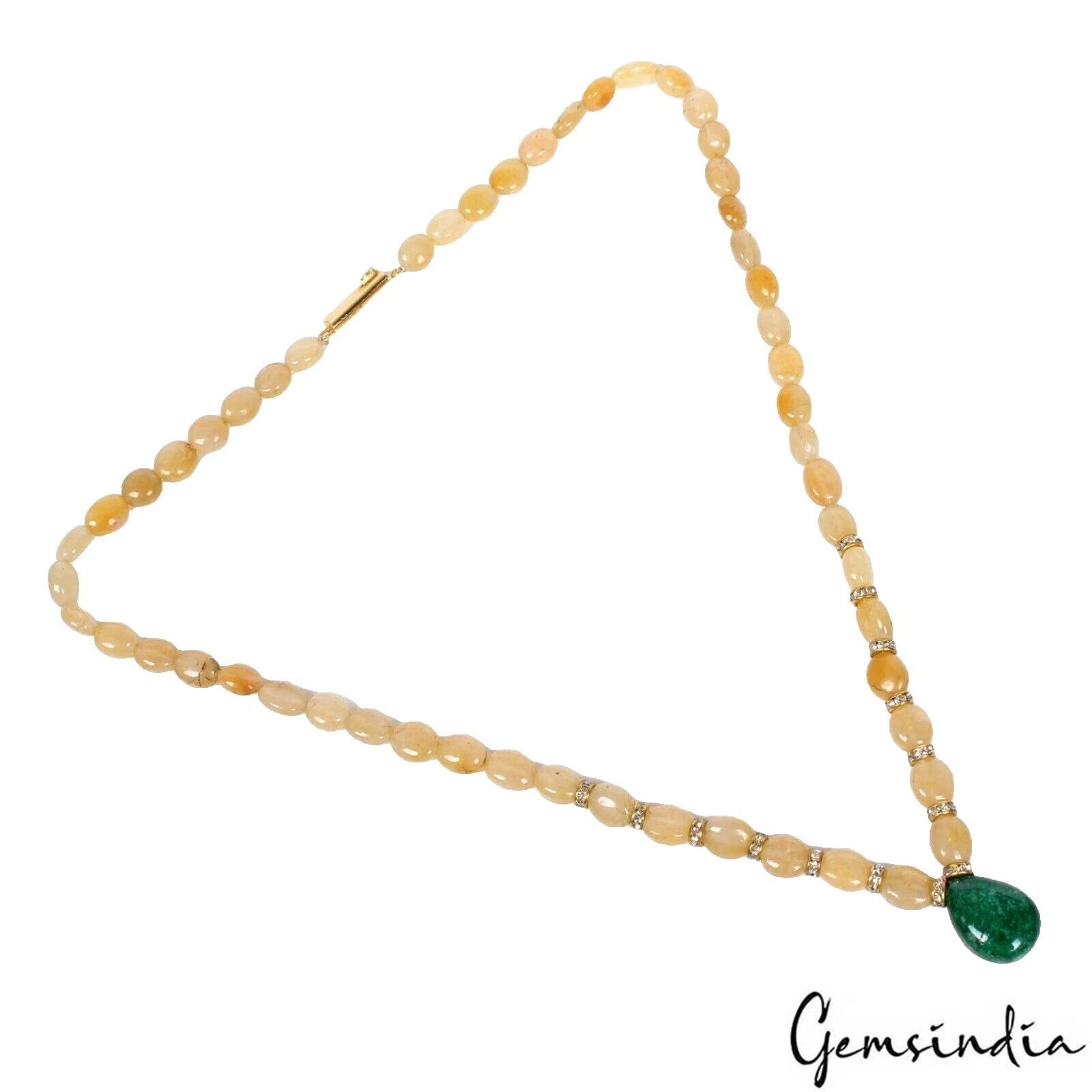 Quartz Necklace, Yellow — 20 ", 149.80 Ct, Madagascar