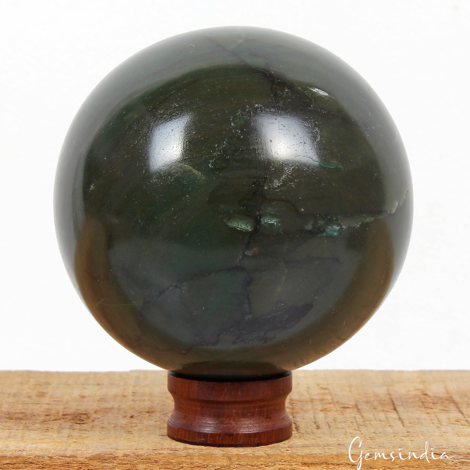 600 Gram Natural Green Jasper 3 in Sphere Crystal Ball Reiki Healing Gem w/Stand