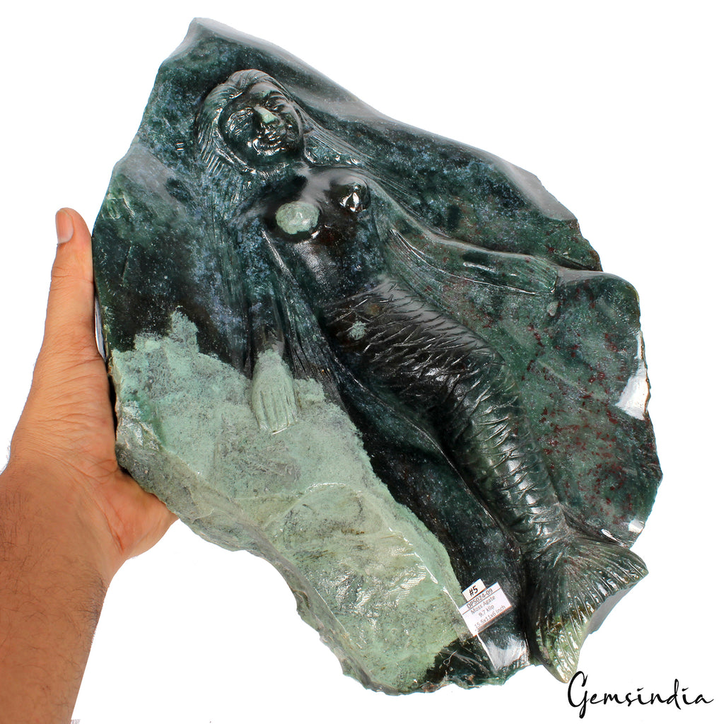 Moss Agate Carving — 15.5 inch, 9.7 Kg, India