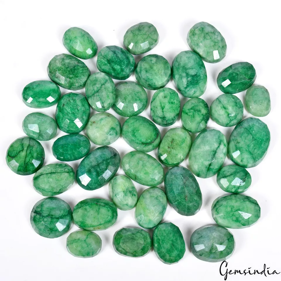 1500 Ct/38 Pcs Natural Brazilian Green Emerald Oval Cut Loose Wholesale Gems Lot