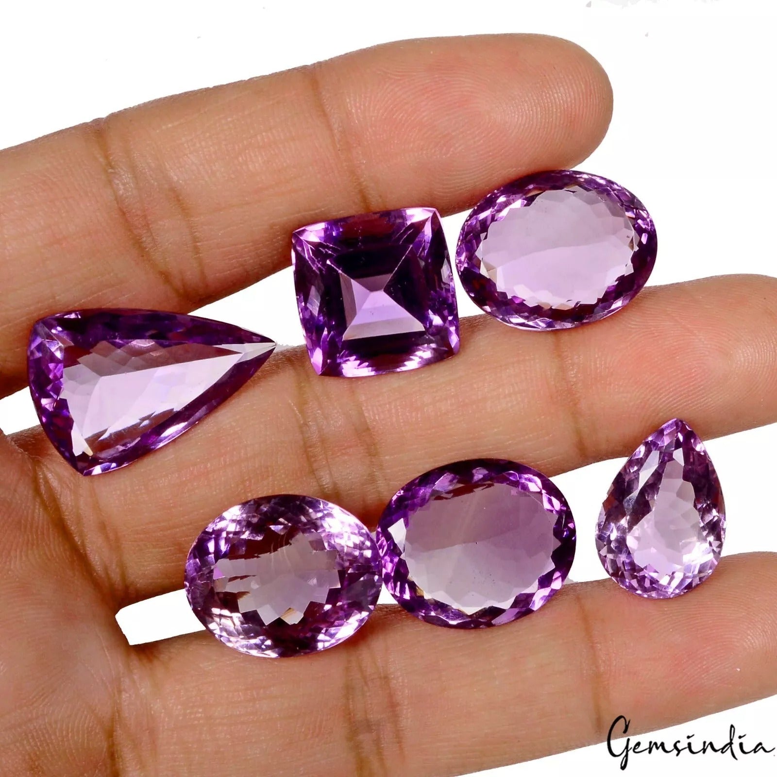Certified 111 Cts/6 Pcs Natural Untreated Brazilian Purple Amethyst Mix Cut Gems