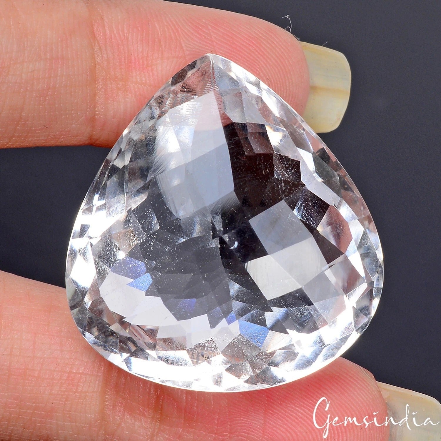 Quartz Loose Gemstone, White — 31x29x16mm, 79.40 Ct, Madagascar