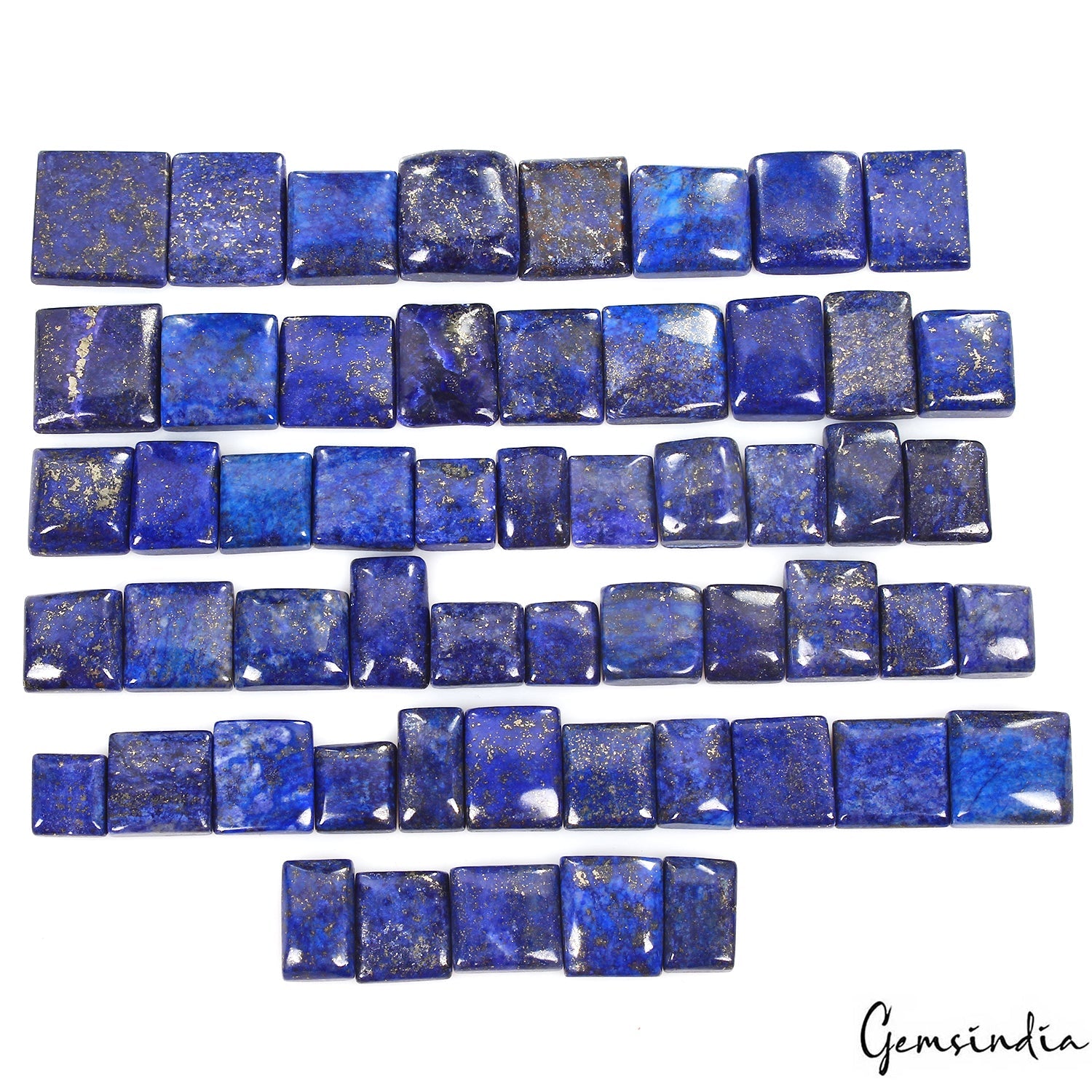 500 Ct/55Pcs Natural Blue Lapis Lazuli Gold Pyrite Baguette Cut Gems For Jewelry
