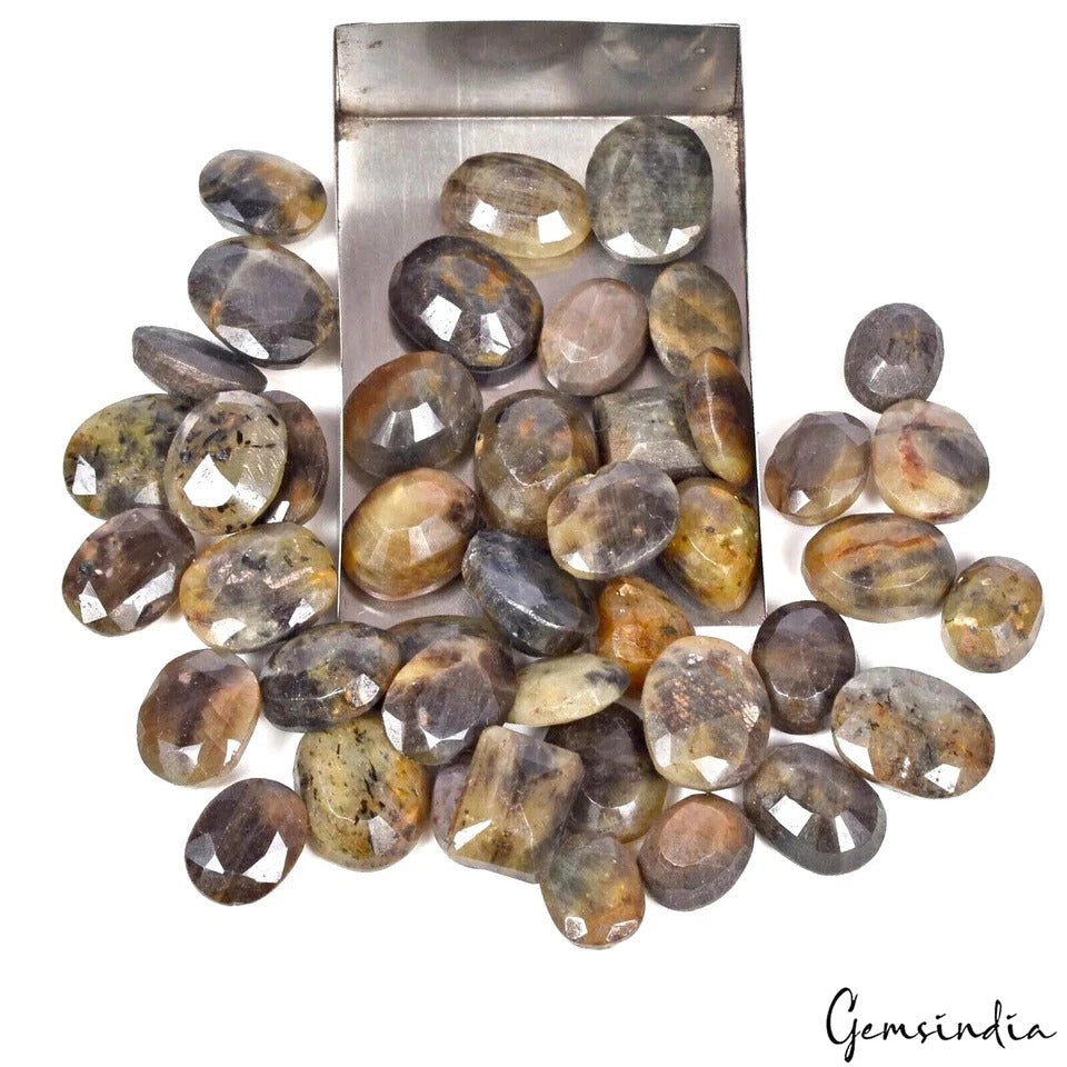 460 Cts/43 Pcs Natural Untreated Brown Black Sapphire Mixed Cut Gems For Jewelry
