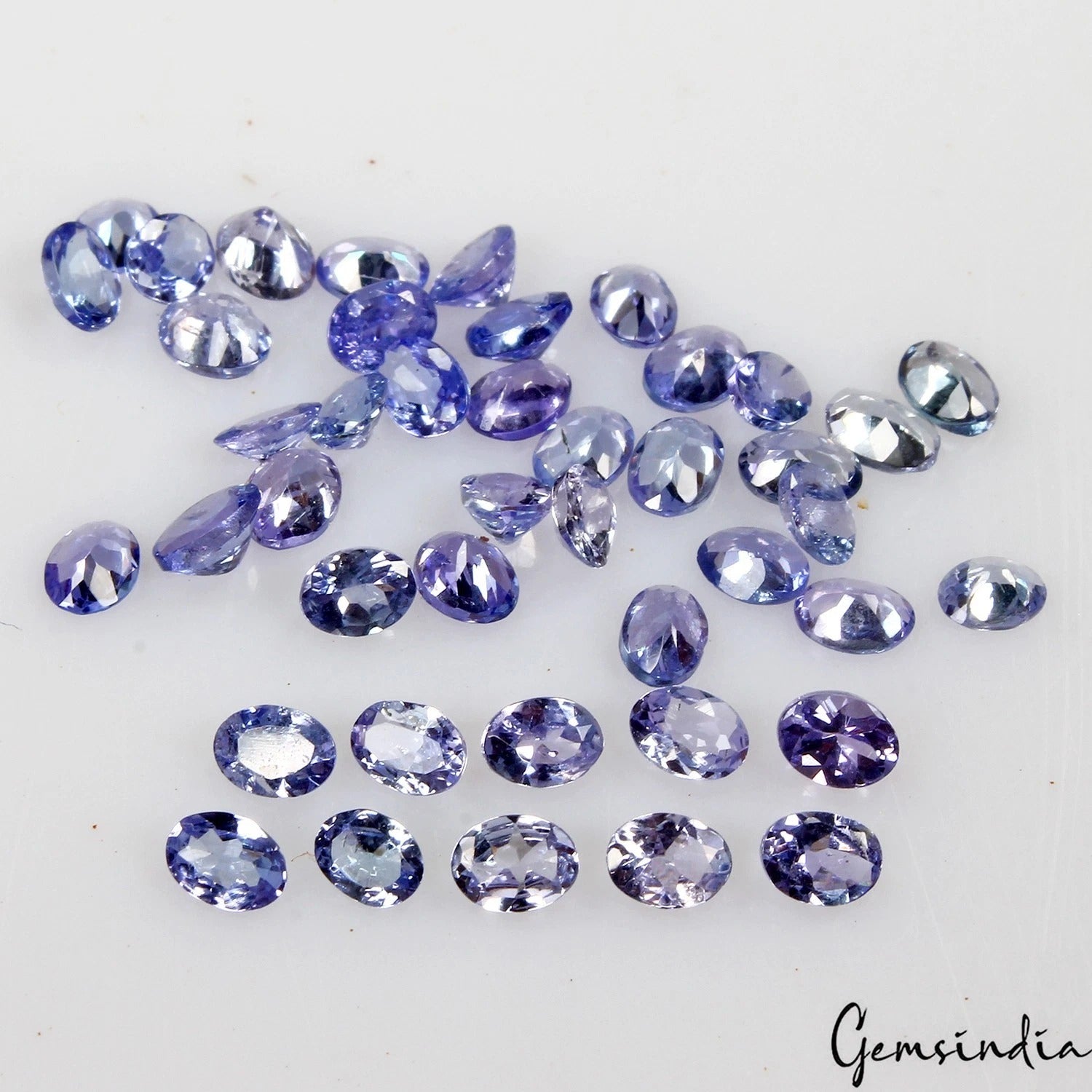 44 Pcs Natural Blue Tanzanite 3mm-4mm Oval Cut Sparkling Violet Blue Loose Gems