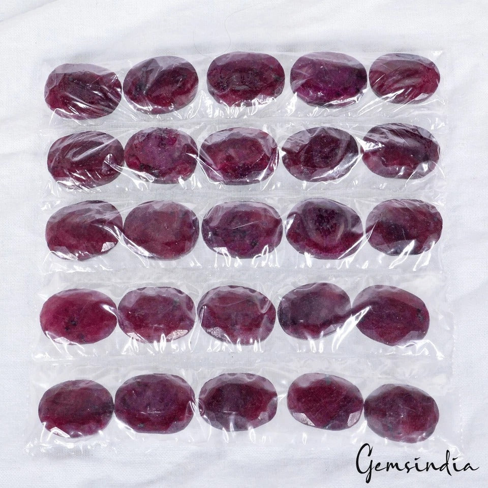 Ruby Lot, Loose Gemstone, Color Enhanced, Red — 25 Pieces, 16mm to 18mm, 530 Ct, Madagascar