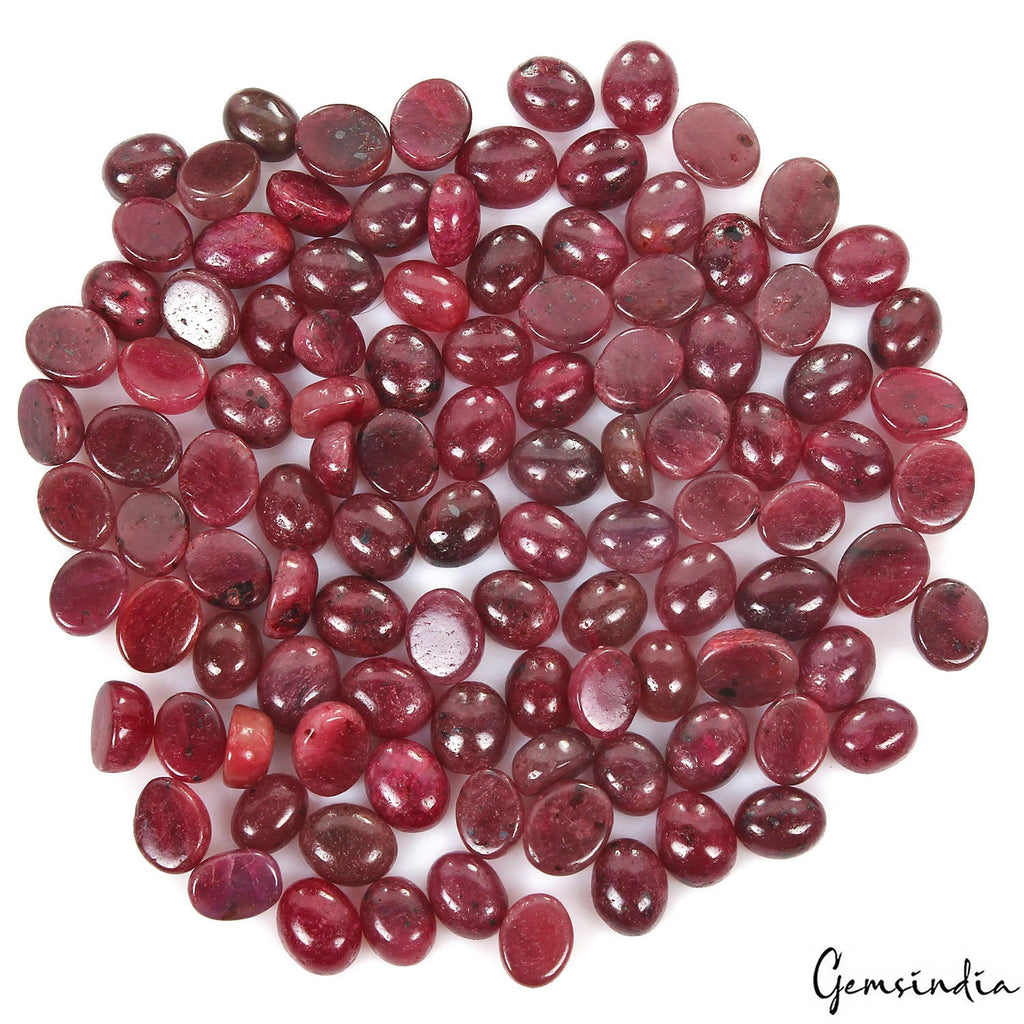 500 Cts/107 Pcs Natural Deep Red Ruby Oval Cab Loose Wholesale Gems for Jewelry