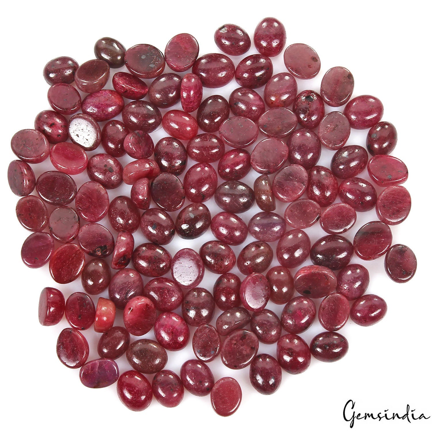 500 Cts/107 Pcs Natural Deep Red Ruby Oval Cab Loose Wholesale Gems for Jewelry