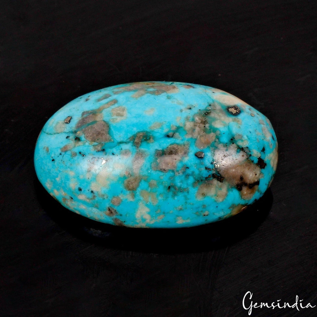 60.80 Cts Natural Untreated Blue Turquoise(Firoza)Oval Cab Rare Gem For Pendant
