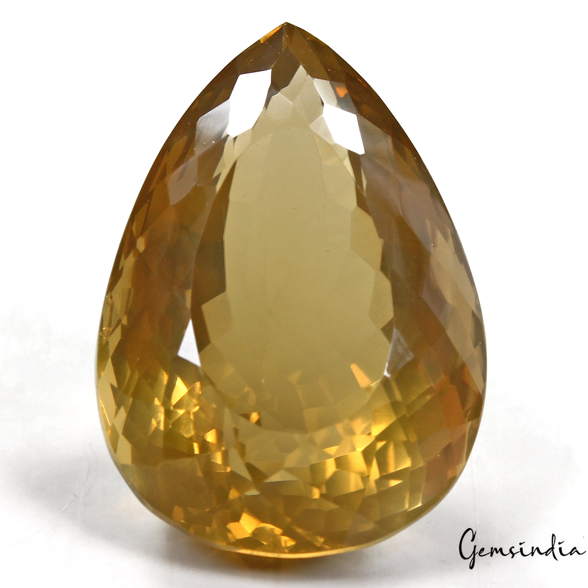 109.60 Cts Natural Untreated Brazilian Yellow Citrine Pear Faceted Cut Loose Gem
