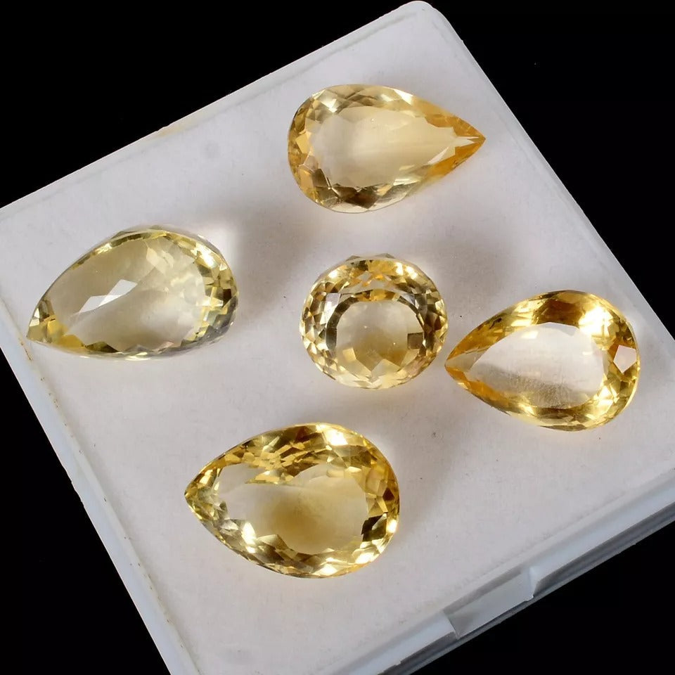 79 Cts/5 Pcs Natural Untreated Brazilian Yellow Citrine Mix Cut Gems For Jewelry