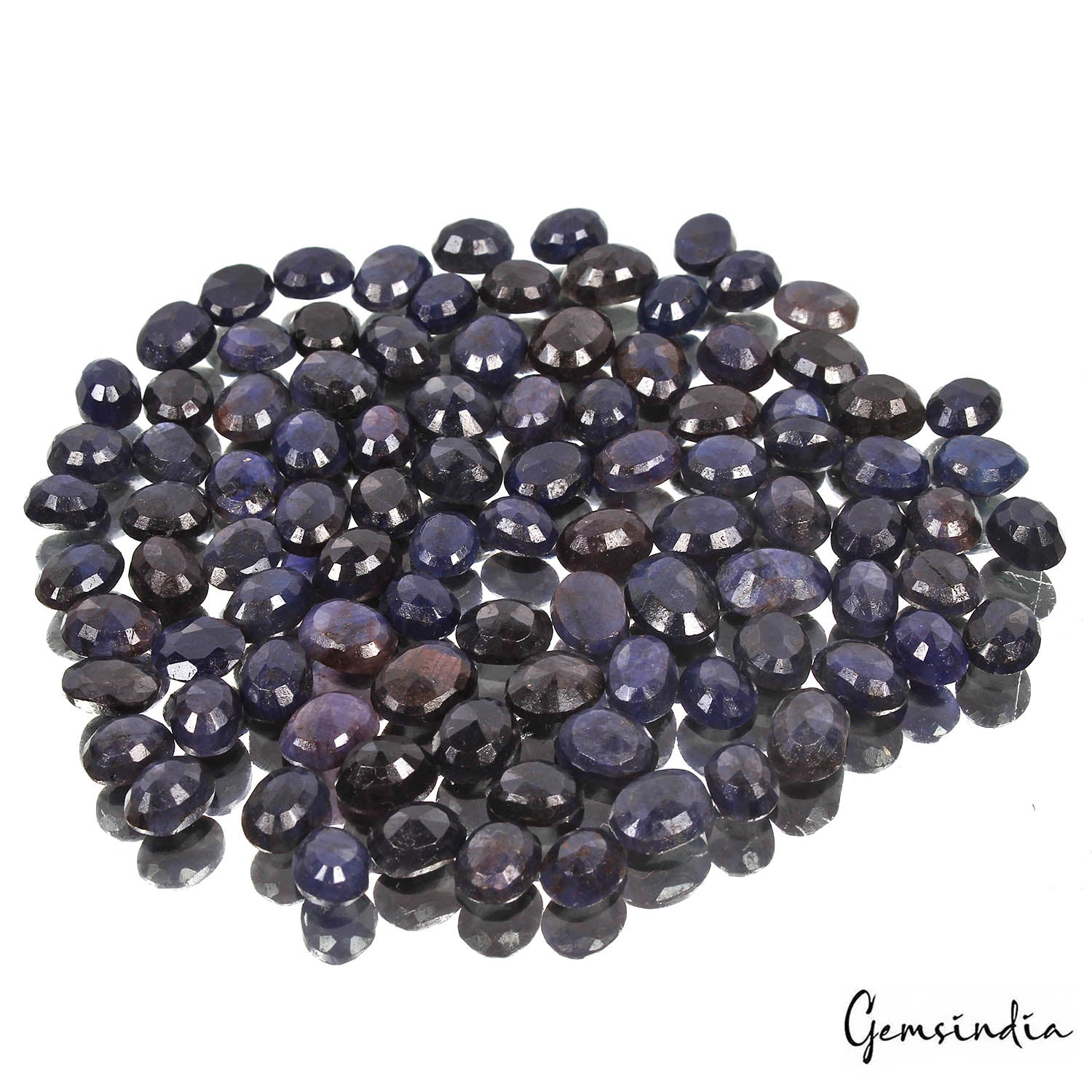 African Blue Sapphire Lot, Loose Gemstone, Color Enhanced — 97 Pieces, 7mm to 10mm, 230 Ct, Africa