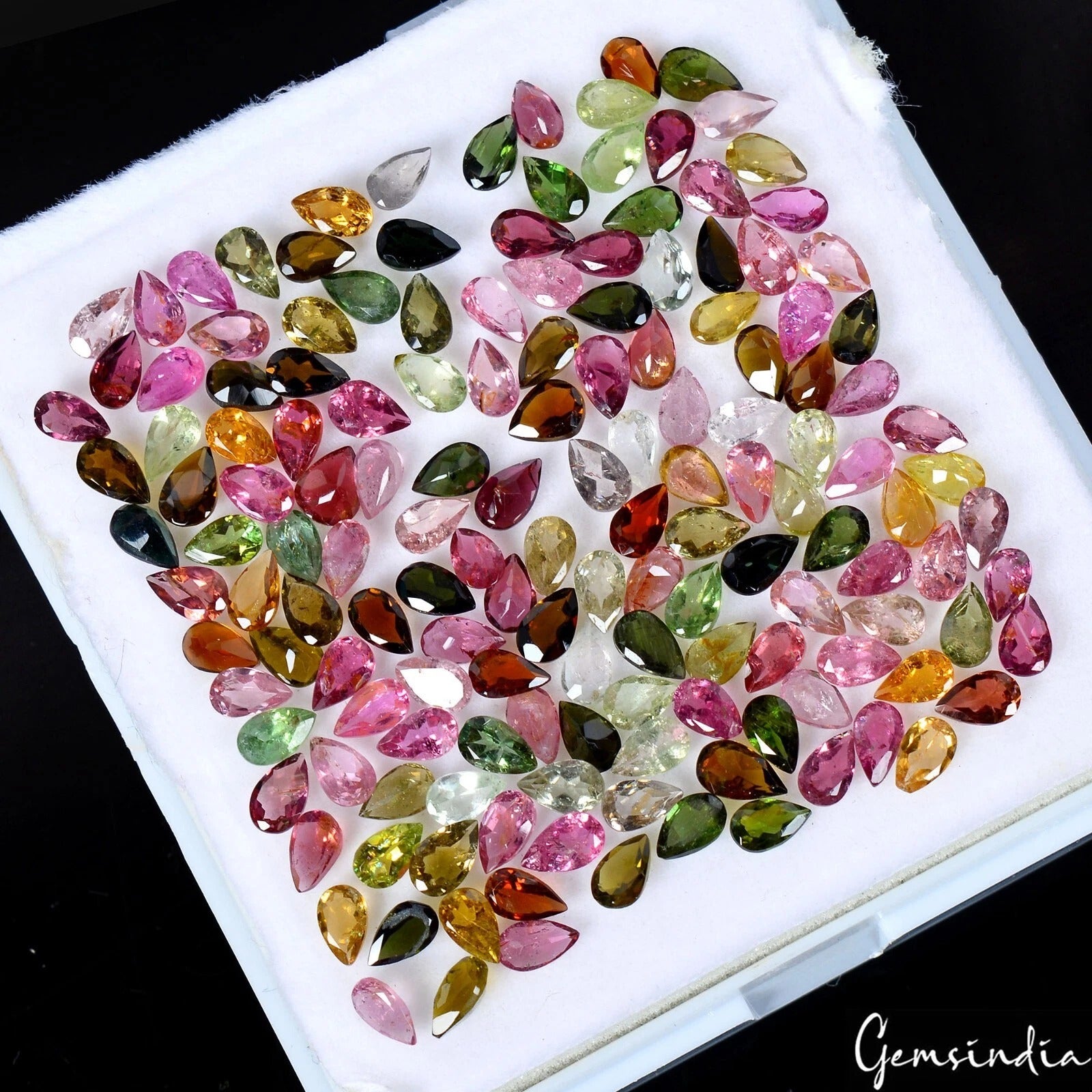 Tourmaline Loose Gemstone, Untreated, Multi Color — 5mm, 30.00 Ct, Mozambique