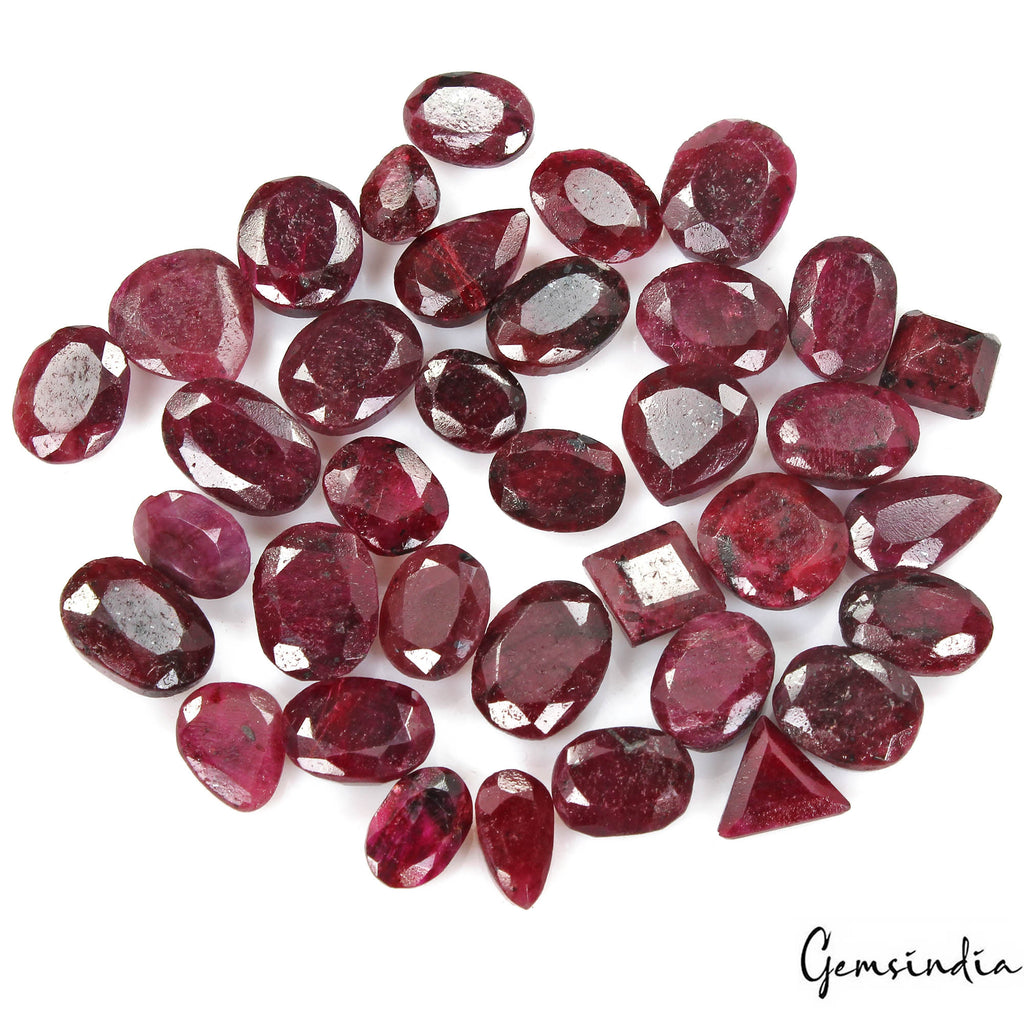 480 Ct/36Pcs Natural African Red Ruby MIx Faceted Cut Loose Gems Lot For Jewelry