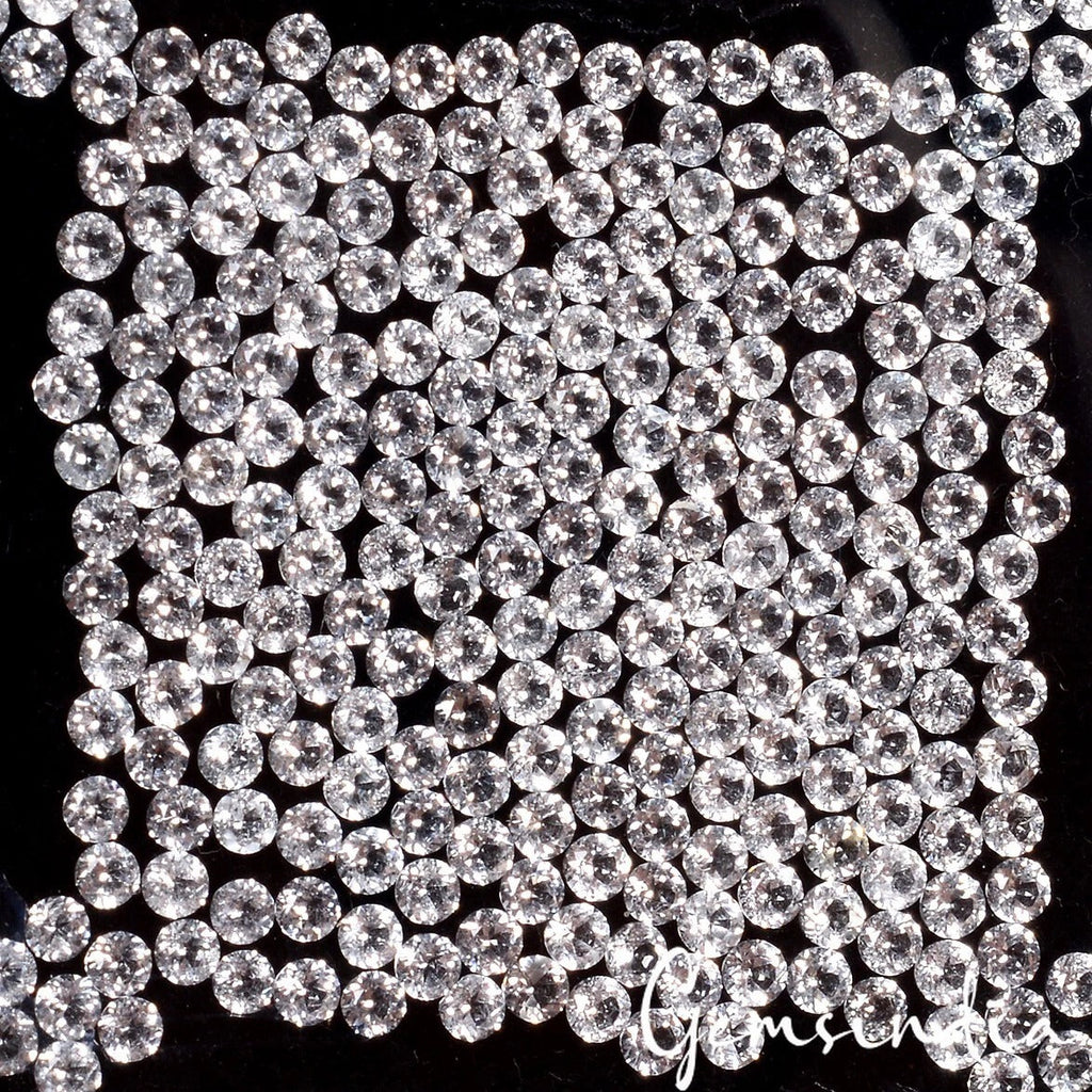 7.40 Cts/250 Pcs Natural Untreated White Topaz Round Cut Calibrated 1.75mm Gems