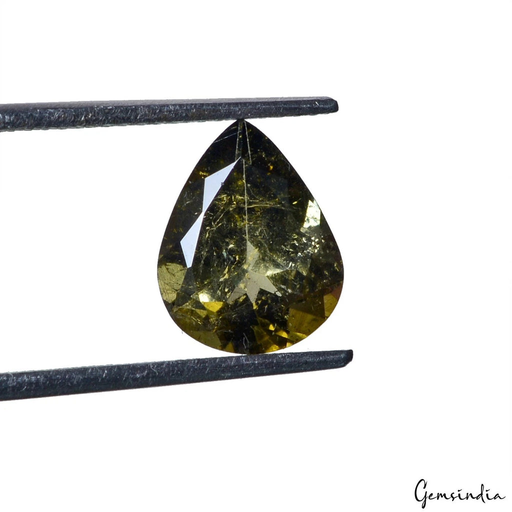 Green Tourmaline Loose Gemstone, Pear Cut, Untreated — 1x8x5 mm, 2.70 Ct, Mozambique