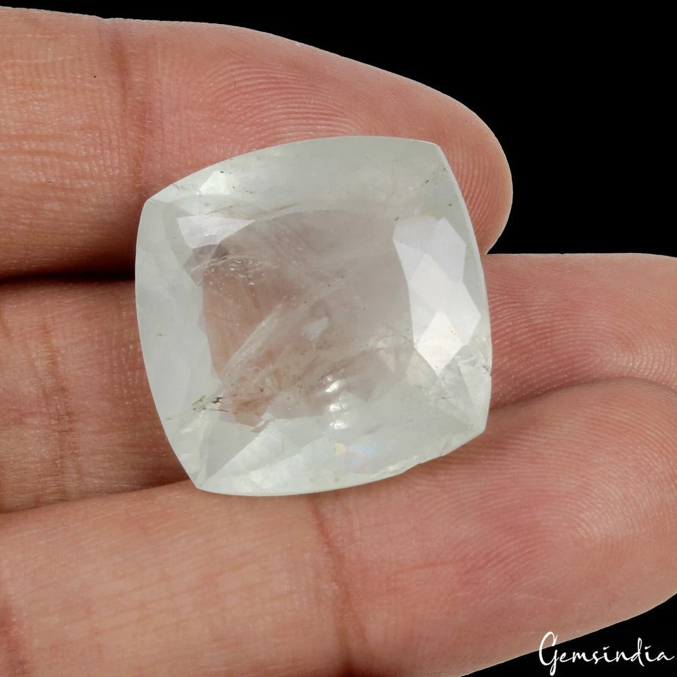 38.70 Ct Natural Aquamarine Cushion Faceted Cut Loose Untreated Gem for Jewelry