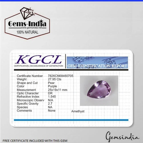 Amethyst Loose Gemstone, Untreated, Purple — 25x19x11 mm, 27.95 Ct