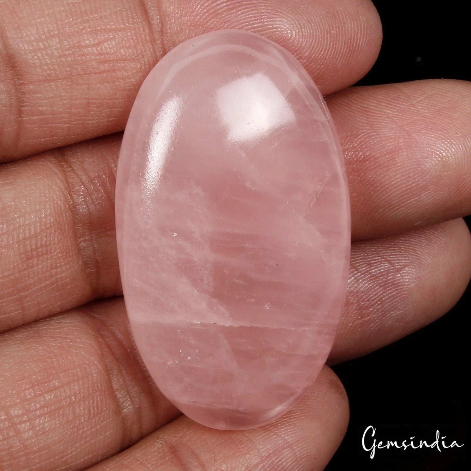 Rose Quartz Cabochon, Pear Cabochon, Untreated — 44 x 26 x 10mm, 72.80 Ct, Madagascar