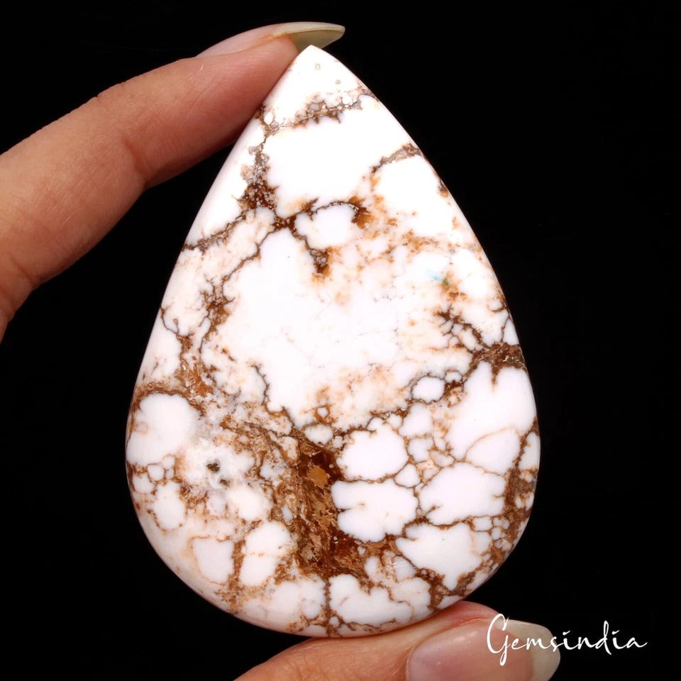 Turquoise Cabochon, White — 70 x 59 x 6mm, 180 Ct