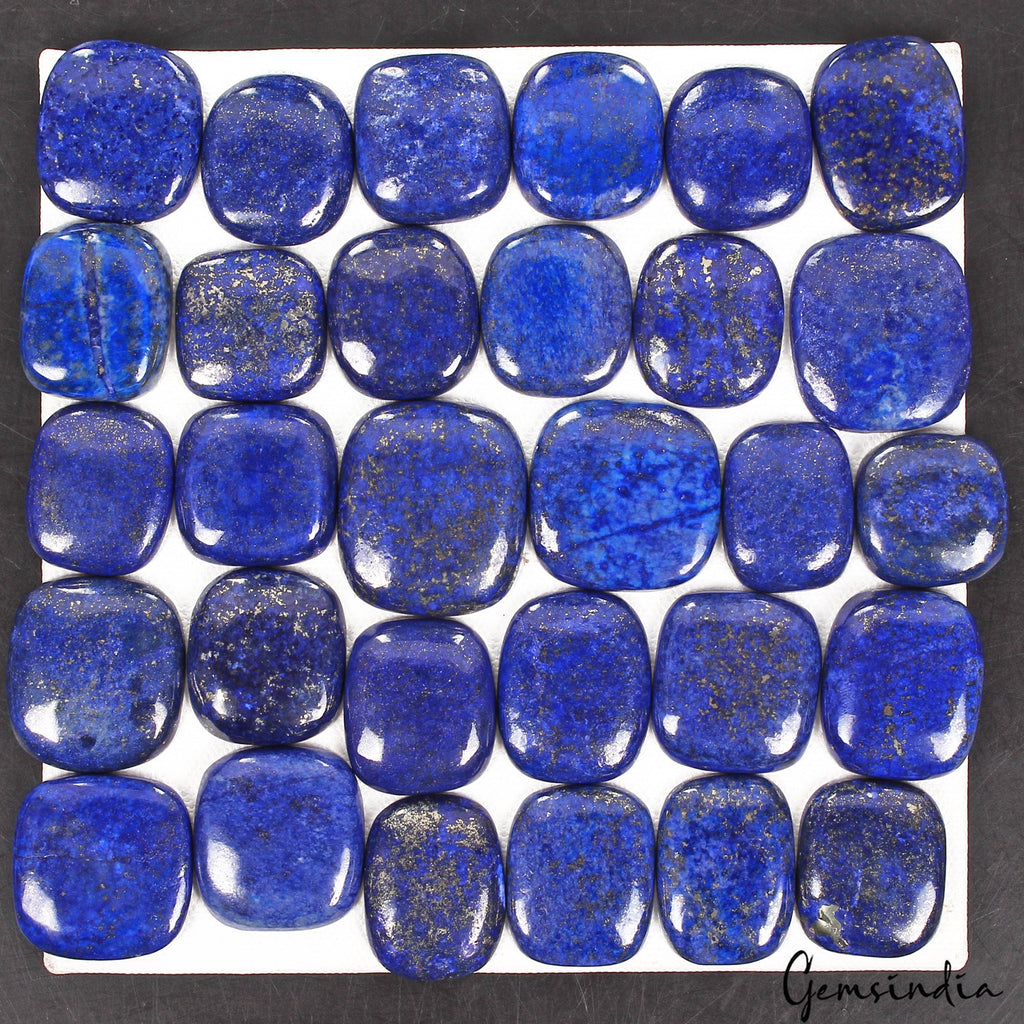 1500 Cts/30 Pcs Natural Royal Blue Lapis Lazuli Cushion Cab Loose Wholesale Gems