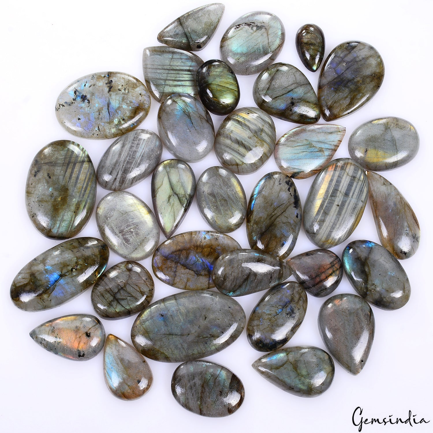 840 Ct Natural Untreated Multi Shine Labradorite Mix Cab Loose Gemstone Lot 33Pc