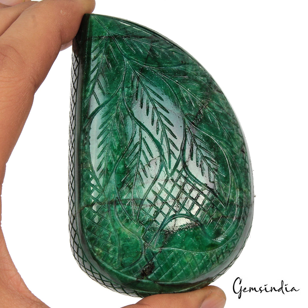 1490 Cts Natural Brazilian Green Emerald Fancy Carving Masterpiece Huge Size Gem