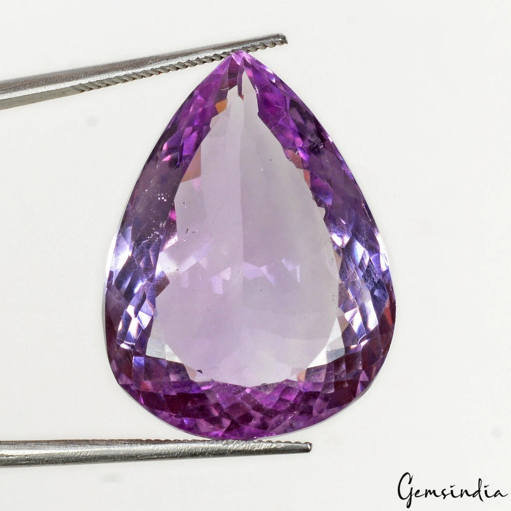 27.95 Ct Natural Untreated Purple Amethyst Pear Cut Faceted Loose Certified Gems