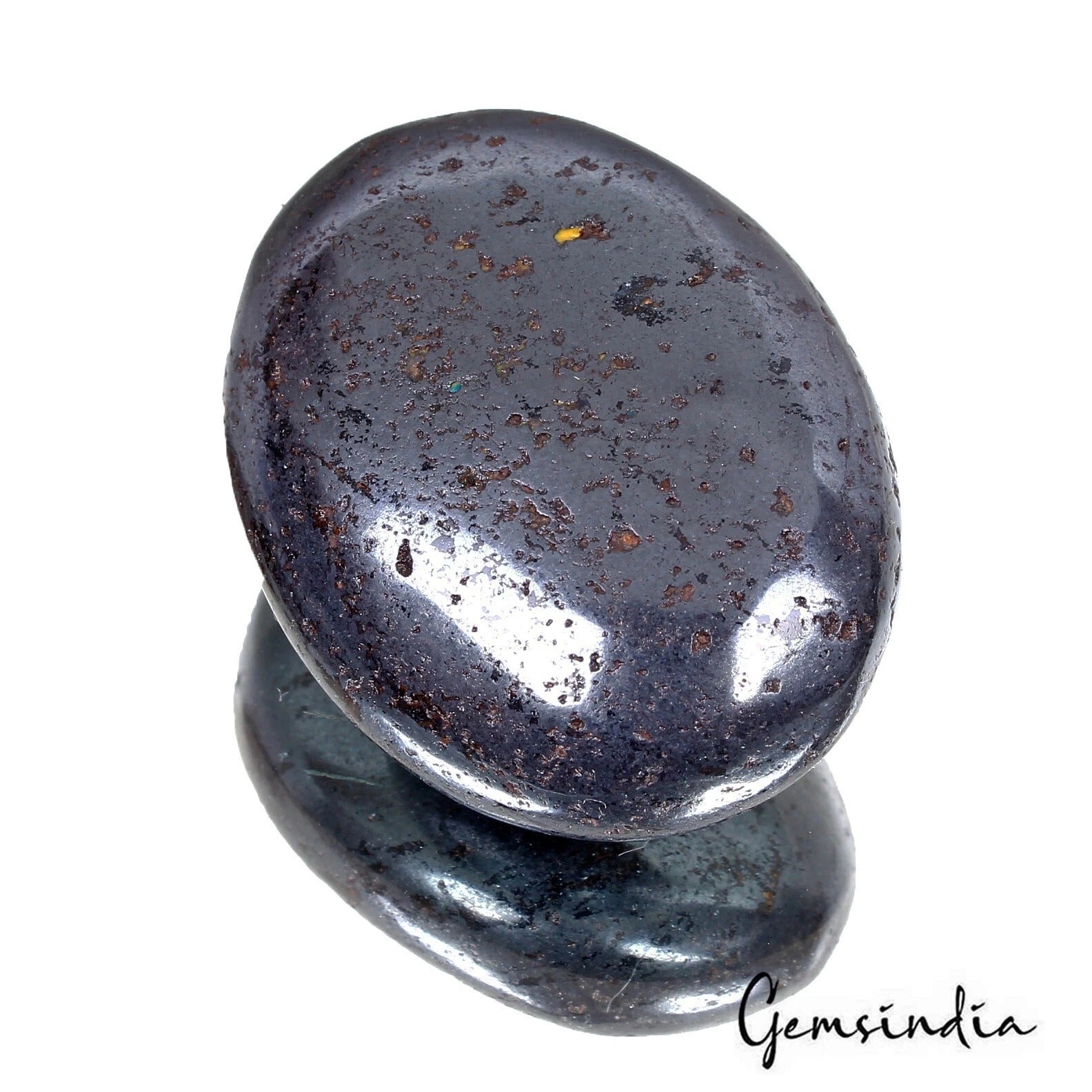 340 Ct Gunmetal Oval Palm Stone 1.7 " Crystal Gemstone Healing Gift Reiki Aura