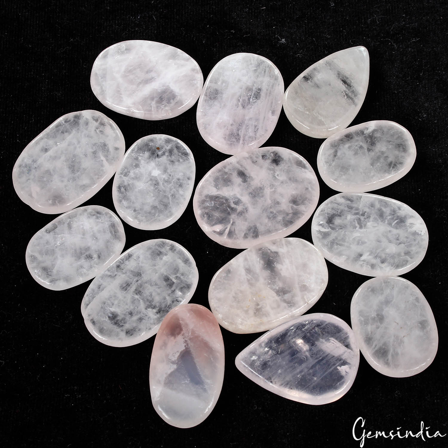 850 Cts/14 Pcs Natural Untreated Pink Rose Quartz Mix Cab Loose Gem For Jewelry