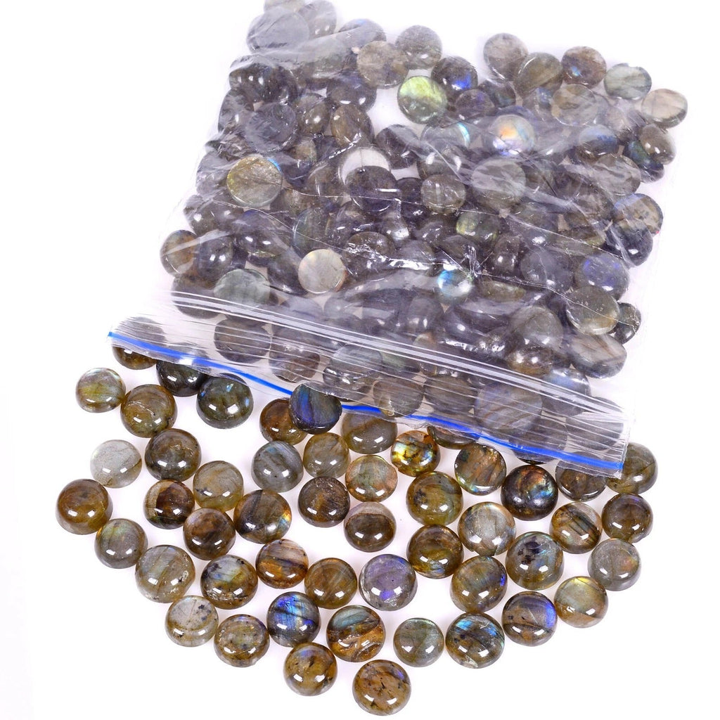 800 Ct/191 Pcs Natural Untreated Multi Shine Labradorite Round Cab Loose Gem Lot