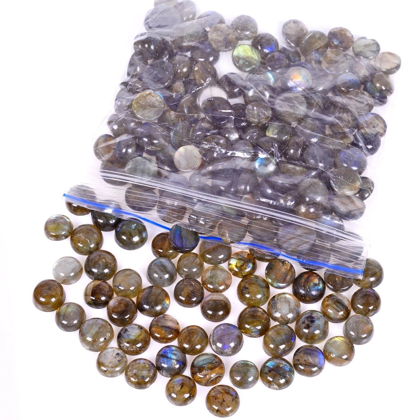 Labradorite Lot, Cabochon, Untreated — 191 Pieces, 8mm to 13mm, 800 Ct