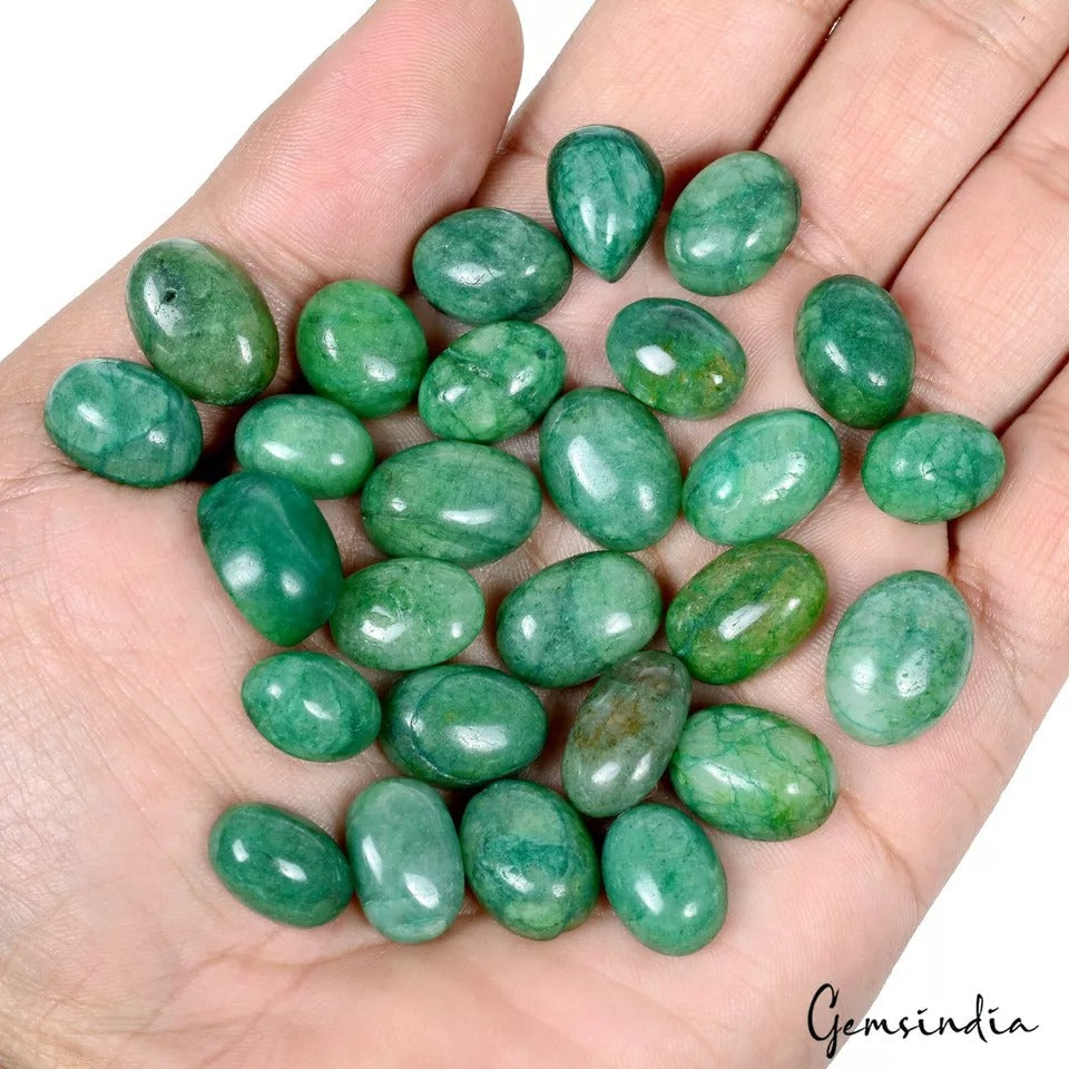 300 Ct/27 Pcs Natural Brazilian Green Emerald Oval Cab Loose Wholesale Gems Lot