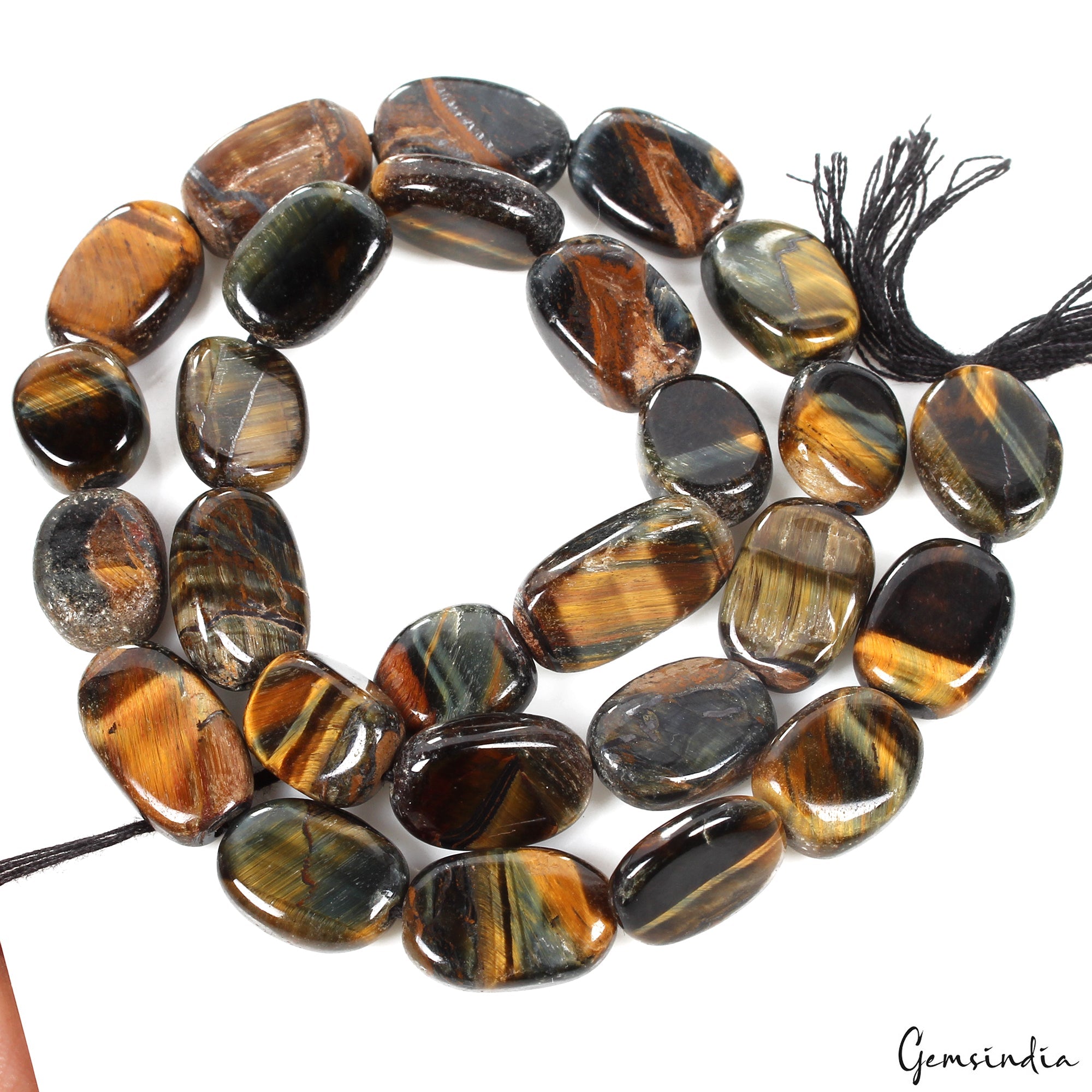 1160 Cts/12 Pcs/13"Each Natural Untreated Tiger Eye Oval Cab Bead Strands
