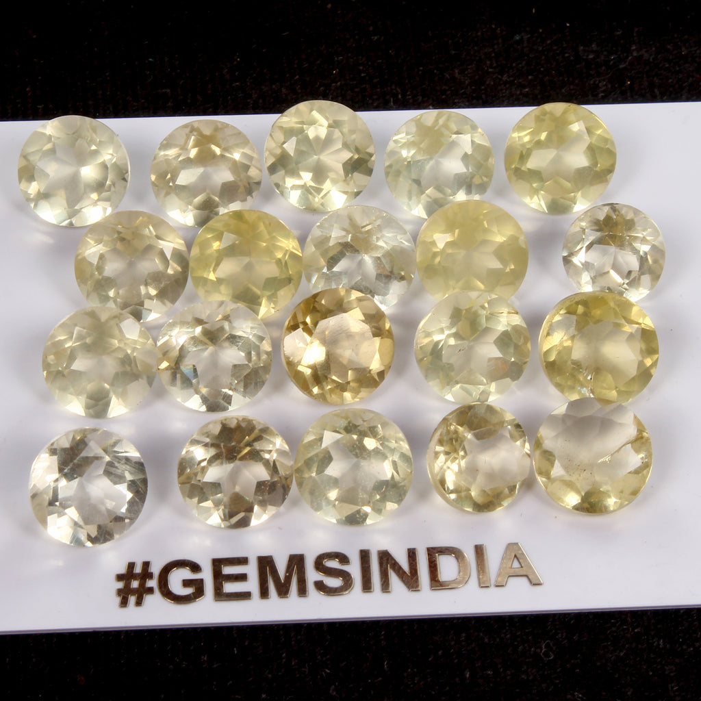 66.50 Ct Natural Lemon Citrine Quartz Round Cut 9-10mm Untreated Gemstones~20 Pc