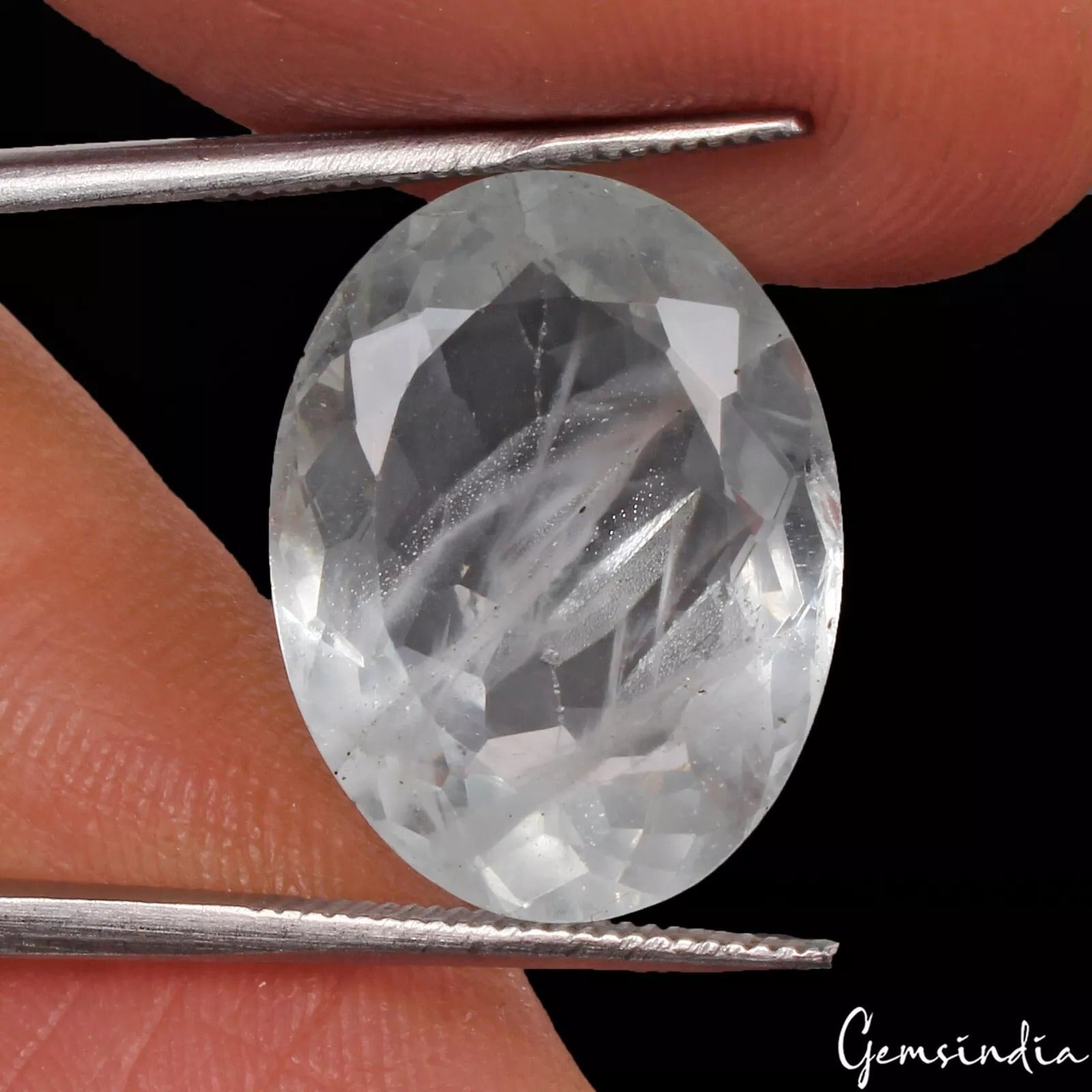 Certified 10.20 Ct Natural Untreated White Aquamarine Oval Cut Gemstone For Ring