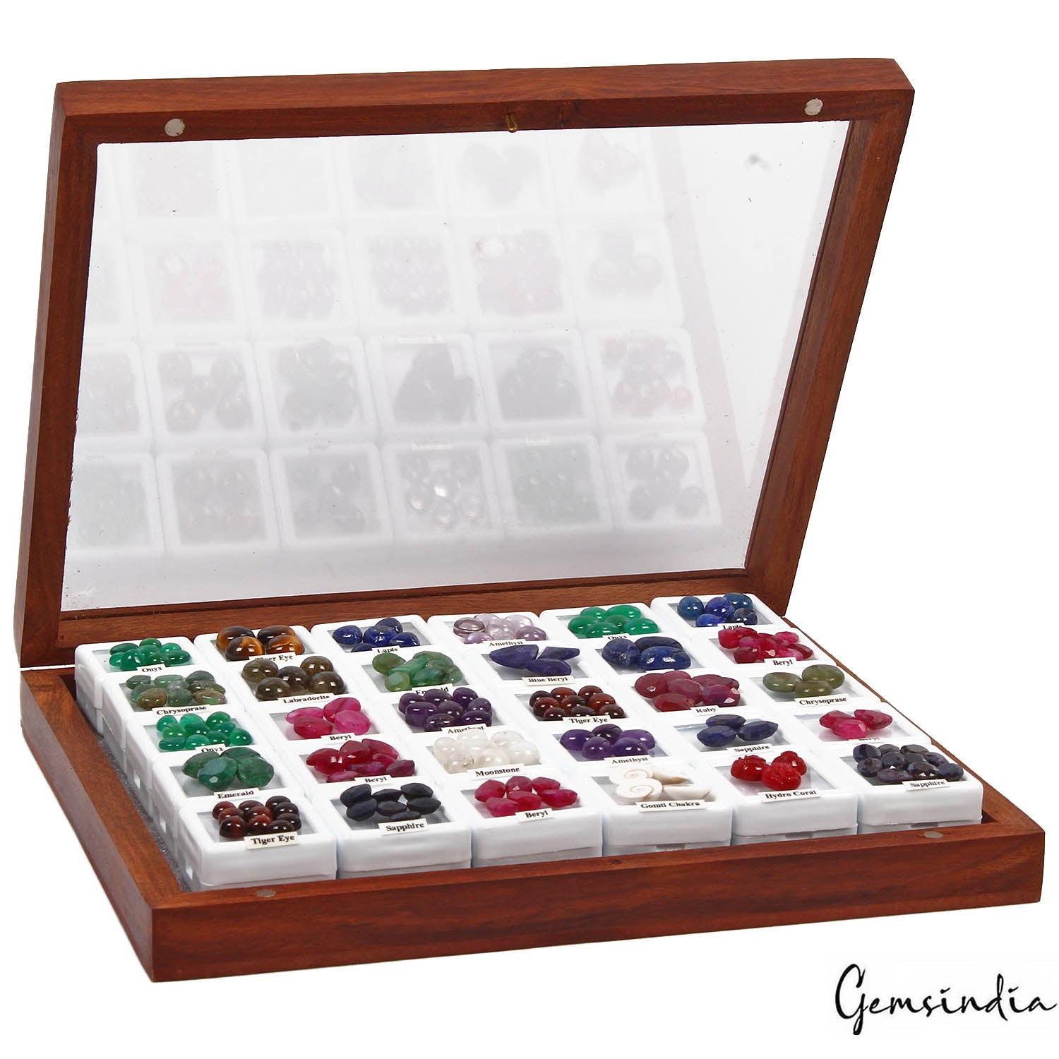 181 Pcs Estate Genuine Semi Precious Loose Multi Color Gem Collection+Wooden Box